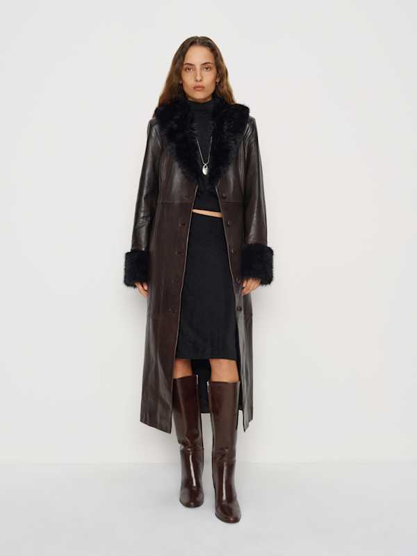 Veda Aria Leather Trench - Mole